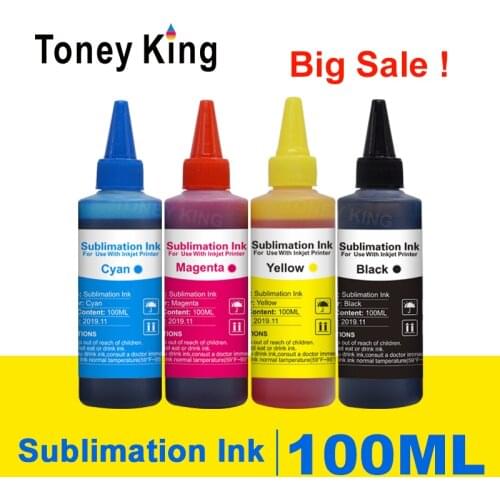 Toneyking 4 × 100ML Refill Bottle Sublimation Ink Heat Transfer Ink For Epson WF7620 WF7710 WF7720 WF7210 Printers