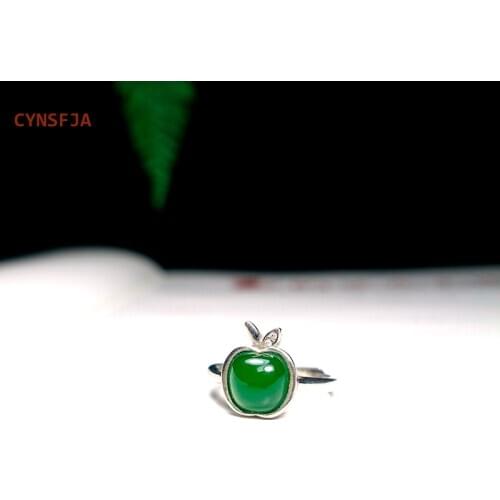 CYNSFJA Real Rare Certified Natural Hetian Jasper Nephrite Womens Lucky Amulets Apple Jade Rings Green High Quality Best Gifts