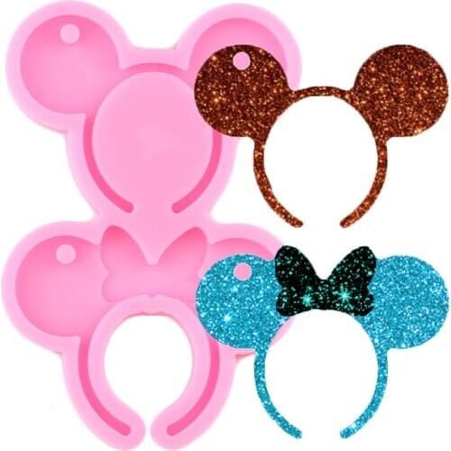 Disney Mickey Mouse Headband Head Bows Keychain Silicone Resin Mold Cupcake Fondant Cake Decorating Tools Candy Chocolate Moulds