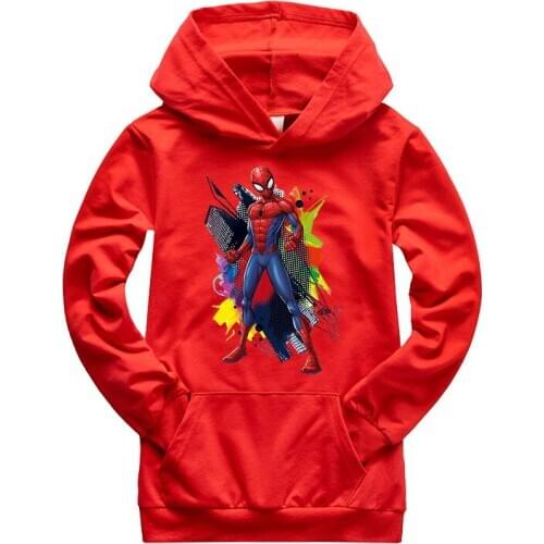 Disney Autumn Spring Spiderman Kids Girls Boys Hoodies Outerwear Teenager Children Hooded Pullover Sweatshirt For Baby Boy Girl