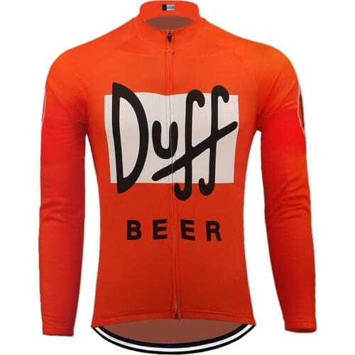 Duff Beer Long Sleeve Cycling Jersey Bike Wear Winter Fleece Or Thin Maillot Ciclismo Manga Larga Cycling Clothing MTB