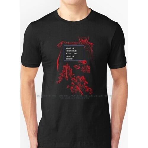 Horrible Night T Shirt 100% Pure Cotton Pixel Retro Castlevania Dracula Vampire Movie Game Belmont Course Creative Trending