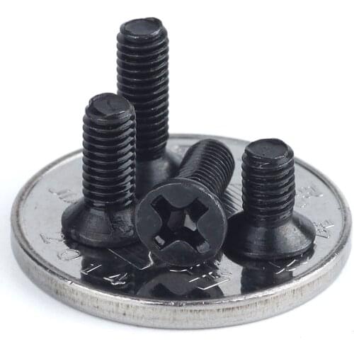 M1 M1.2 M1.4 M1.6 M1.7 Phillips Cross Recessed Flat Head Machine Screw Metric Thread Small Countersunk Bolt Steel Black