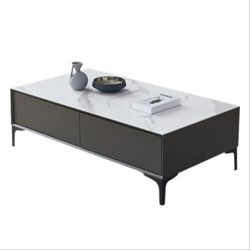 Minimalist rock slab tea table TV cabinet combination household small family living room modern simple painted coffee table