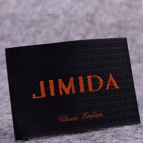 Customize 1000 pcs/lot Wood shuttle satin woven label selvage edge damask clothing labels fabric sewing tags