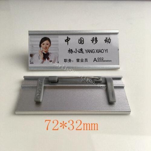 20pcs office name tags aluminum chest cards id badge holder with pin or magnetic back