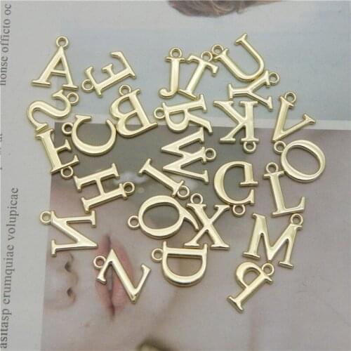 Julie Wang 26PCS A-Z Alloy Letter Charms Gold Color Initial English Alphabets Pendant Bracelet Jewelry Making Accessory