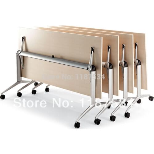 Movable Wooden Foldable Training Table /folding training table desk steel legs base office conference meeting table desk