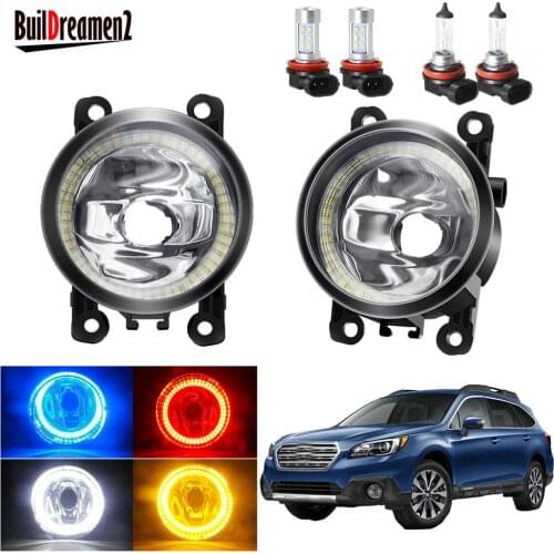 Angel Eye Fog Light Assembly For Subaru Outback 2010-2012 Car H11 Front Bumper Fog Light With Halo Ring Daytime Running Lamp 12V