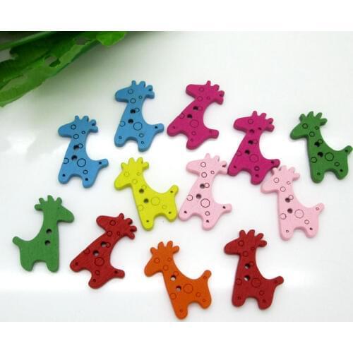50Pcs Mixed Wood Giraffe Sewing Buttons For Kids Clothes Scrapbooking Decorative Botones Handicraft DIY Accessories10