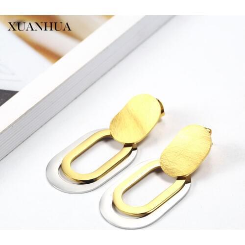 XUANHUA Drop Earrings For Women Stainless Steel Jewelry Woman Vogue 2019 Charm Fine Jewelry Accessories Wholesale Lots Bulk