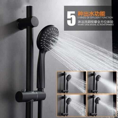 Five functions Shower head Faucet Wall Mounted Black bathroom Faucet Single Handle Bathroom Mixer Tap Bathtub faucet set