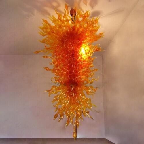 Modern LED Chandelier Lighting Large Amber Orange Blown Glass Lustre Staircase Home Decor Loft Chandeliers for Living Room