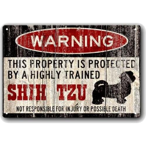 Shih Tzu Sign Funny Metal Signs Dog Warning Sign Vintage Tin Metal Sign Bar Club Cafe Garage Wall Decor Farm Decor Art