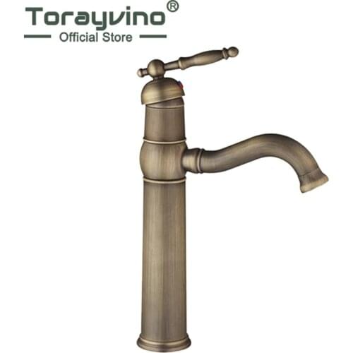 Torayvino Bathroom Facuet Antique Brass Swivel Spout Deck Mounted Basin Single Handle Bathroom Vessel Sink Mixer Tap Vess Faucet
