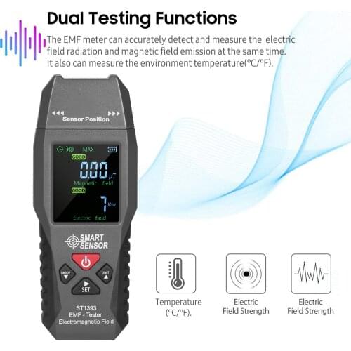 SMART Handheld Digital SENSOR ST1393 EMF Meter Electromagnetic Field EMF Detector LCD Electromagnetic Field Radiation Tester