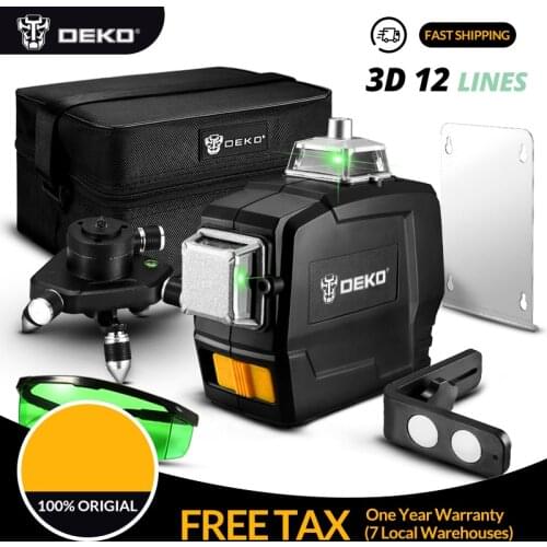 DEKO DKLL12PB1 SET/SET2 12 Lines 3D Green Laser Level Horizontal And Vertical Cross Lines With Auto Self-Leveling Laser Level 36