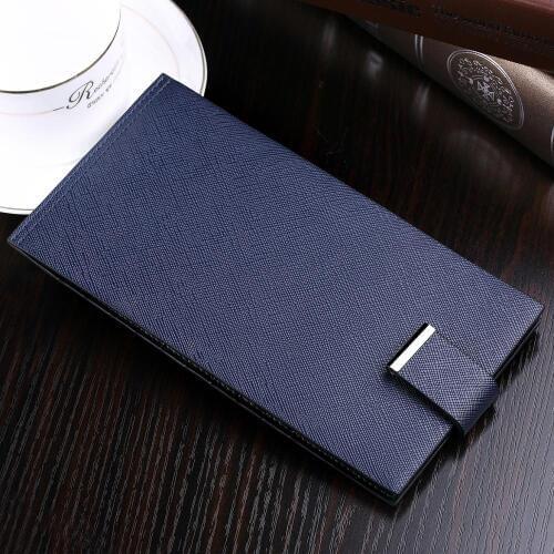 WilliamPOLO Credit Card Holder Ultrathin Men Wallet Long Clutch Genuine Leather Bifold Multi Card Case Purse Snap Fastener 2018