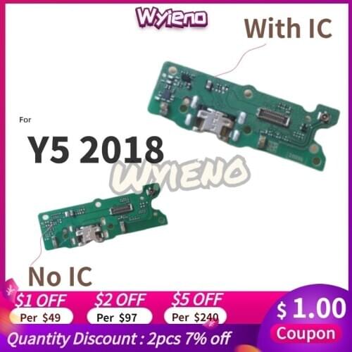 Wyieno For Huawei Y5 2018 Charger Port Board USB Charging Connector Flex Cable Microphone Mic Plug Replacement Parts + Tracking