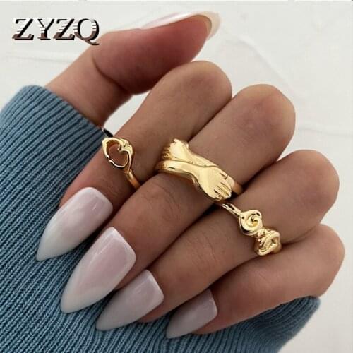 ZYZQ Trendy Gold Color Geometry Knuckle Finger Rings Sets For Women Vintage Rock Party Neutral Ring Punk Boho Jewelry Wholesale