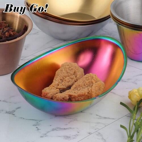 1/2PCS Stainless Steel Korean Salad Bowl Gold Ingot Bowl Snack Dessert Bowl With Sauce Container Dipping Cups Barbecue Tableware