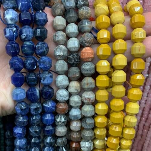 10mm Natural Sodalite Coral Fossil Jasper Stone Beads 15'' Lantern DIY Loose Beads For Jewelry Making Beads Bracelet Necklace