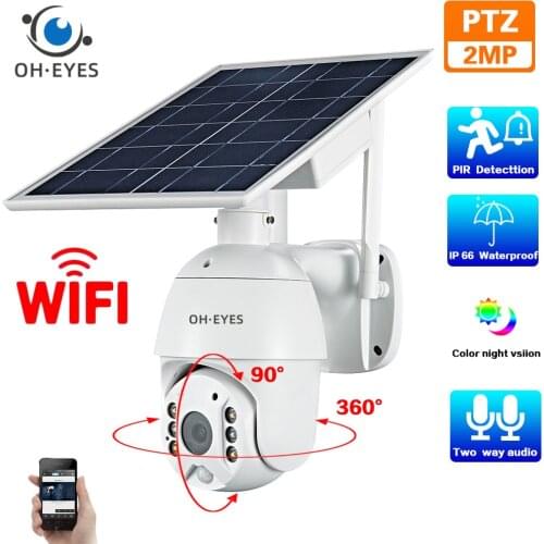 1080P Solar CCTV PTZ IP Camera Wifi Outdoor Waterproof Color Night Vision Wireless Security Surveillance Dome Camera 2MP IP Cam