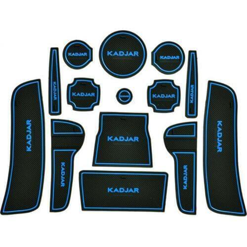 14pcs car styling Groove Gate Slot Armrest Storage Rubber non-slip mats inner door pad/cup for Renault Kadjar 2016