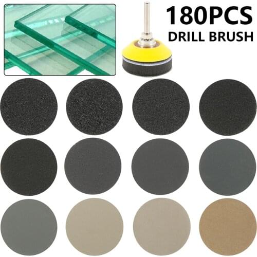 180pcs 2 Inch Sandpaper Sanding Disc Set Wet Dry Sandpaper Assortment 60-10000 Grit Interface Pad Grinding Abrasive Sanding Set