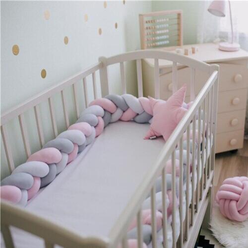 3M Length baby crib bedding set Pure Weaving Plush Knot babyroom decoration protetor de berço room decor