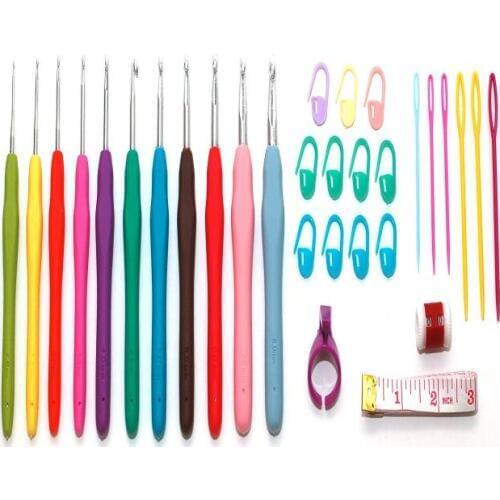 30sets 30Pcs set Crochet Hooks Set Yarn Hand Knitting Needles Rubber Grip Needlework DIY Sewing Smooth Stitch Weave Craft