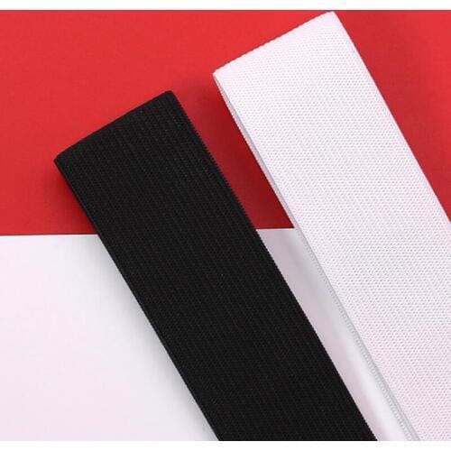 5M Flat Wide 75mm Black White Crochet Elastic Ribbon Belt Abdomen Wrist Waist band Elastic Band for Sewing Nylon Webbing Garment
