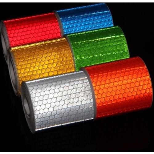 5cm*3m Car Safety Reflective Sticker Honeycomb Red White Yellow Orange For Automobiles Motorcycle Reflective Stickers On The Car