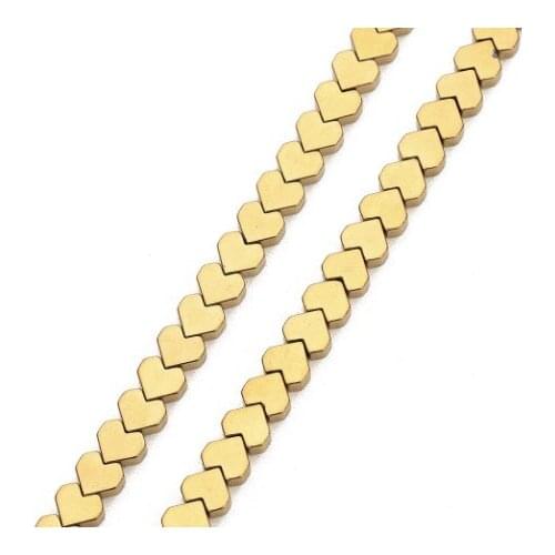 80pcs 6mm Gold Silvers heart Shape Hematite Spacer loose Beads For Jewelry Making Diy Bracelets Necklace rf34