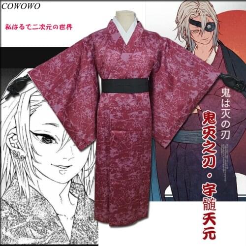Anime! Demon Slayer: Kimetsu no Yaiba Uzui Tengen Flower Street Kimono Uniform Cosplay Costume Halloween Suit NEW Free Shipping