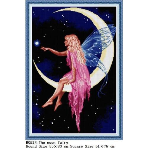 DIY Full Diamond Painting Round and Square Drill Mosaic 5D Diamond Painting The Moon Fairy Character Art Embroidery Home Decor