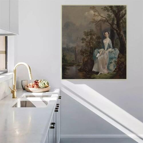 Citon Thomas Gainsborough《Portrait of a Woman》Canvas Art Oil Painting Artwork Poster Picture Modern Wall decor Home Decoration