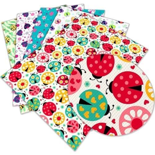 Beautiful Laybug Cartoon Printed Faux Leather A4 22x30cm for DIY Bag Material Fabric L246 L2470