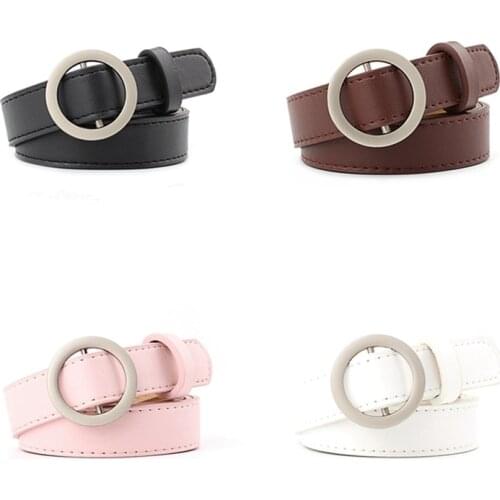 Classic Womens Leather Belt Fashion Vintage Solid Waistband Wide Belt Strap Belts 1pcs Unisex Round Buckle Trouser Belt
