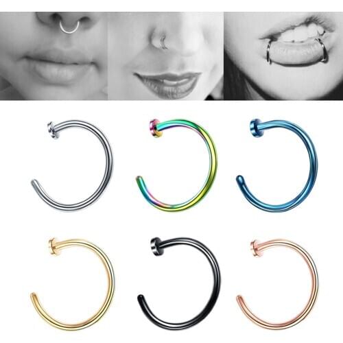 1pc/lot 6/8/10mm Punk Stainless Steel Fake Nose Ring C Clip Lip Ring Earring No Piercing Bone Clip Jewelry Body Piercing Jewelry