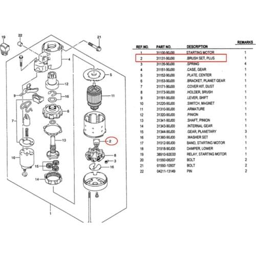 31131-90J00 Carbon Brush Kit for Suzuki Outboard Motor 4T 115HP S114-837