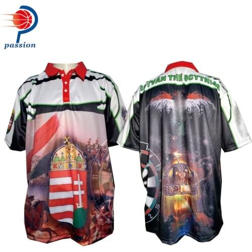 MOQ 5pcs $25 Each Custom Teamwear Shoot Darts Shirt Tops Customizing Make Your Design Shooting Shirt for Adult