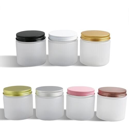 200g Refillable Frost PET Jars Aluminum Lids 6.66oz Large Empty Plastic Cosmetic Contaier with seal