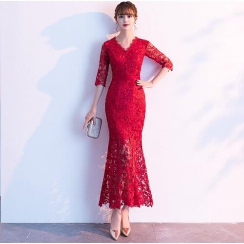 Fashion New Bride Banquet Elegant Cocktail Dress Lace Appliques Formal Gown Special Occasion Dresses