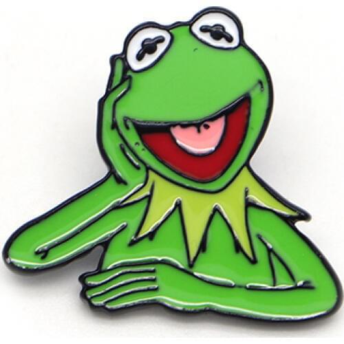 Cartoon Animal Brooches for Women Green Frog Enamel Pins for Kids Lapel Pin Bag Pins Denim Jacket Badge Funny Brooch Q1222