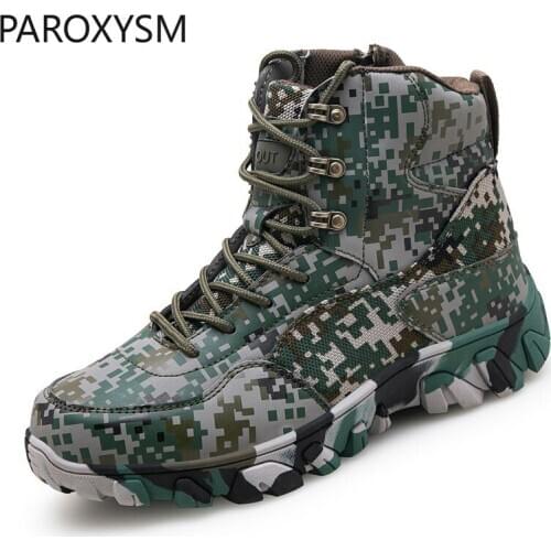 Men Military Tactical Boots Spring Waterproof Canvas Camo Camping Trekking Boot Man Climbing Outdoor Hiking Shoe Large size
