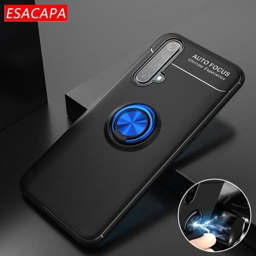 Soft Silicone Bumper Magnetic Metal Ring Holder Phone Case for Realme X3 SuperZoom Shockproof protect Cover for Realme X50 Pro