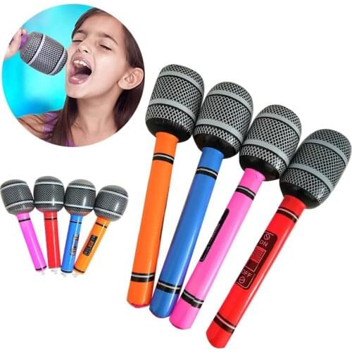 Inflatable Mic Microphone Blow Up Karaoke Water Sports Swimming Toy Party Toy Prop Kids Summer Pool Accessories 35cm/80cm