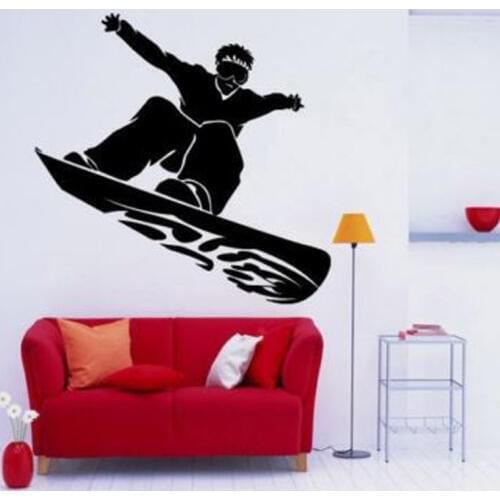 Snowboard Guy Dude Tattoo Wall Stickers for Bedroom Boys Home Decor Wall Decals Sport Room Wallpaper Vinyl Sticker YY194