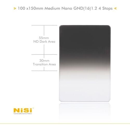 NiSi 100x150mm Nano MC IR Medium GND16 1.2 4 Stop Graduated Neutral Density Grad ND Filter 100mm system